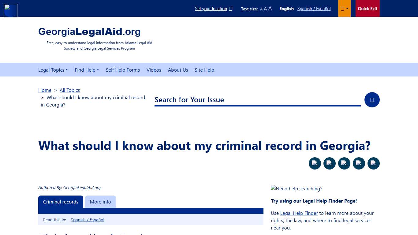 What should I know about my criminal record in Georgia? | GeorgiaLegalAid.org | Free, easy to understand legal information and resources